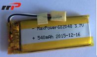 540mAh 602048 Lityum Polimer Piller Yüksek sıcaklık UL CE IEC