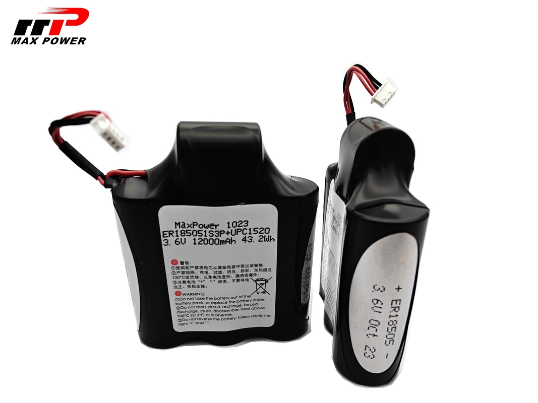 Araba izleyici kullanımı 3.6V 12.3Ah ER18505 artı HPC1520 Lisocl2 Birincil Lityum İyon Pil 10 Yıl raf ömrü
